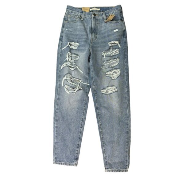 NWT LEVI'S Women's High Waisted Mom Jeans Distressed Ripped Size 28x29 - Picture 2 of 8